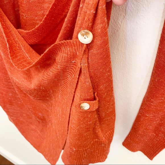 Anthropologie Moth Women’s Orange Pumpkin Open Oversized Thin Wrap Cardigan - Picture 10 of 12